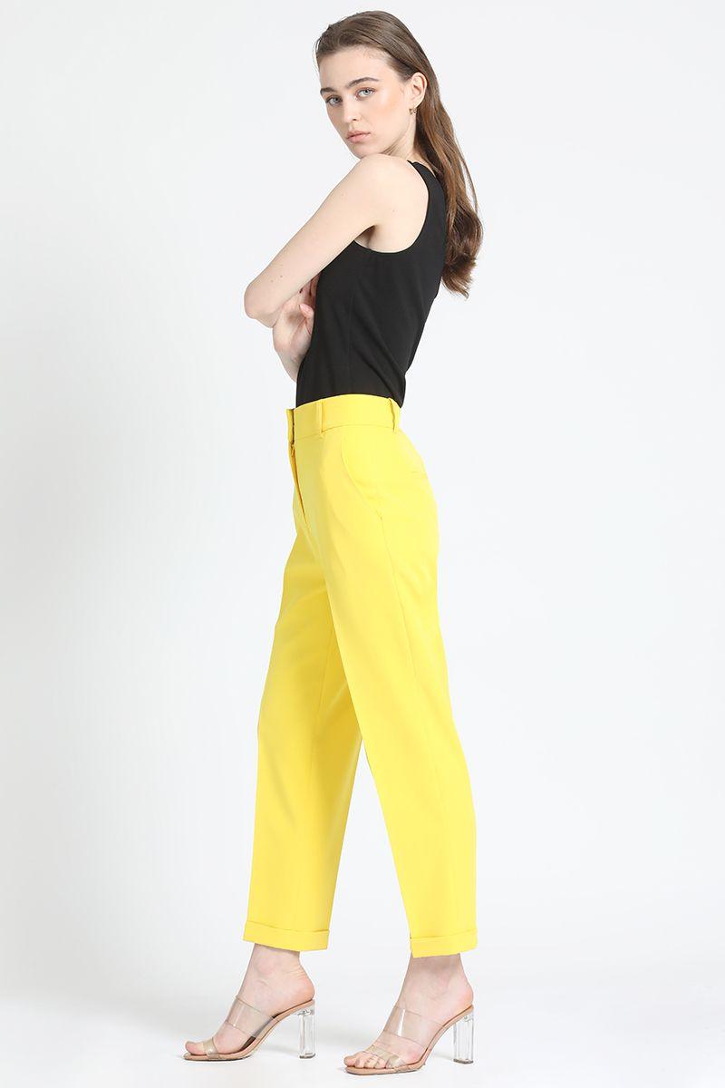 Pantalon Sastre Con Bastilla, Amarillo Liola-4