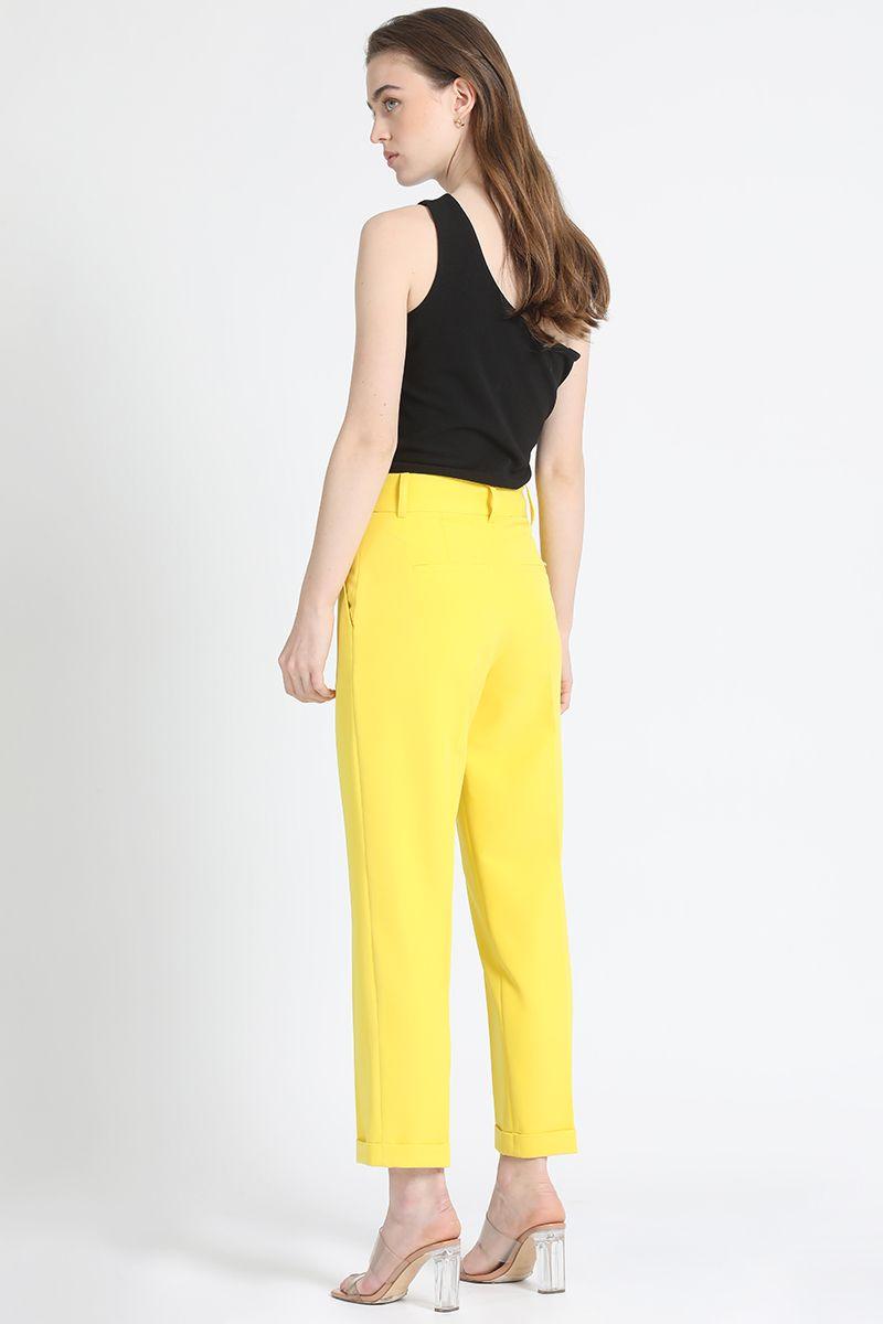 Pantalon Sastre Con Bastilla, Amarillo Liola-5