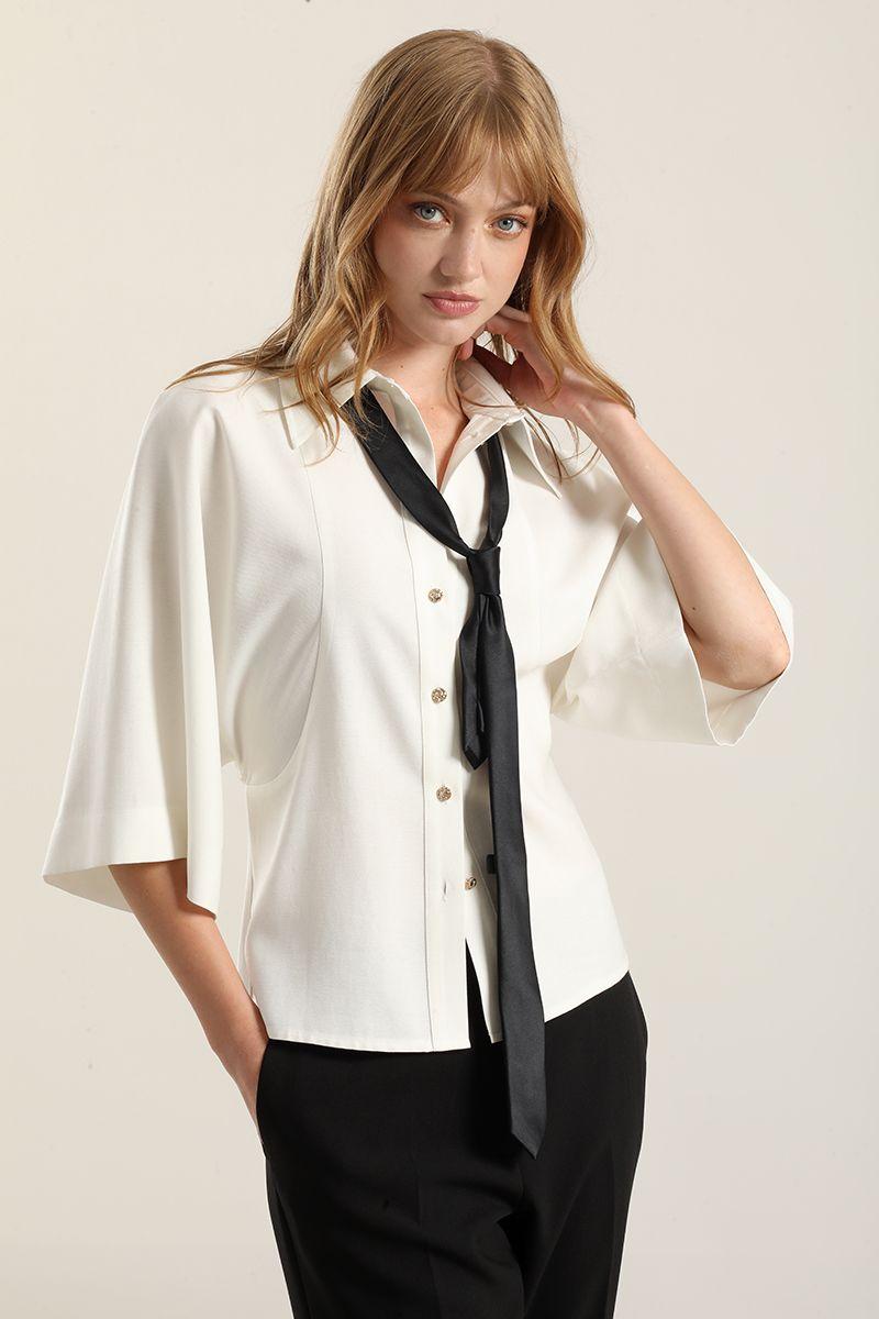 Blusa kimono fantasia, crudo Liola-4
