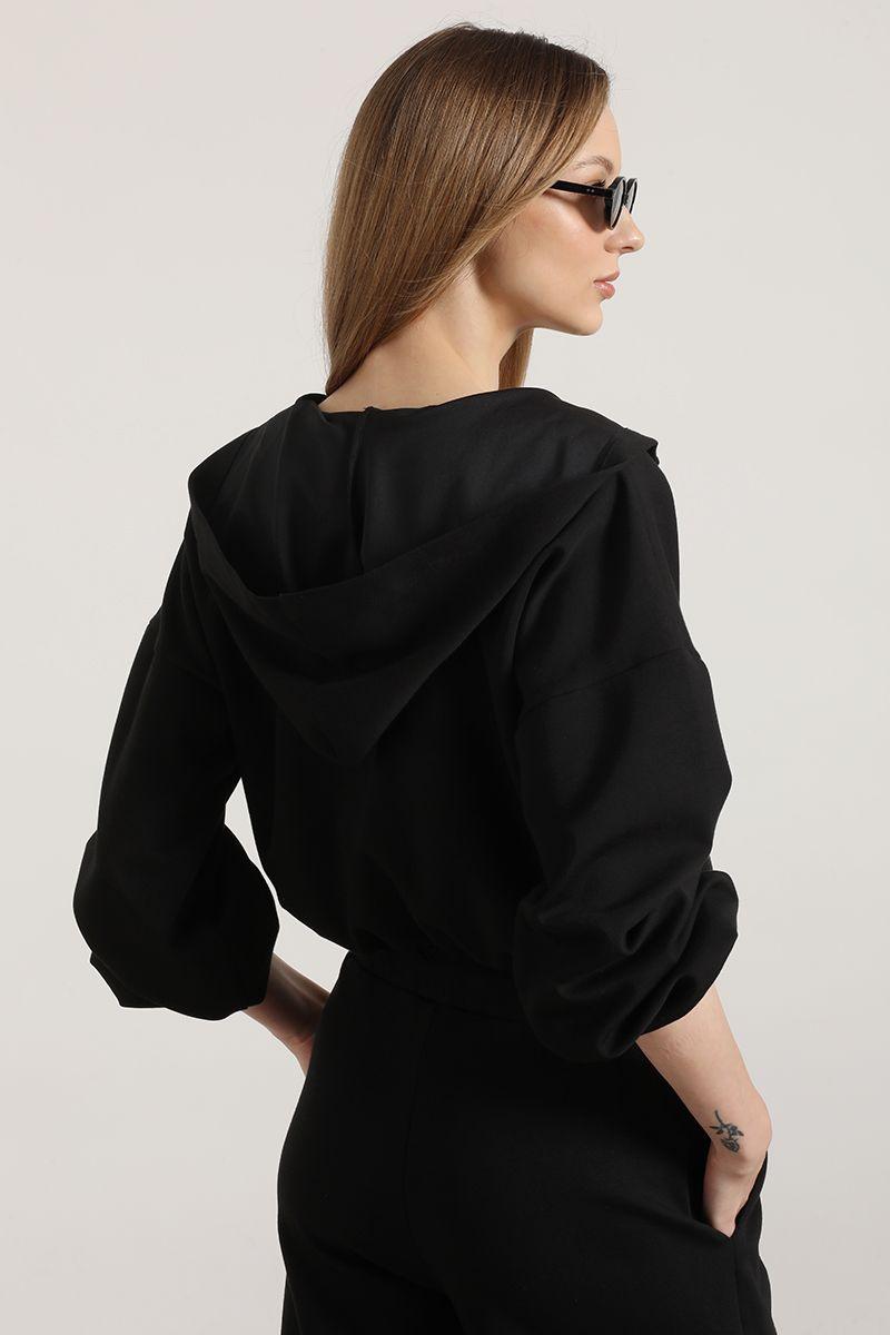 Chaqueta bomber con capucha mujer Liola negro-4