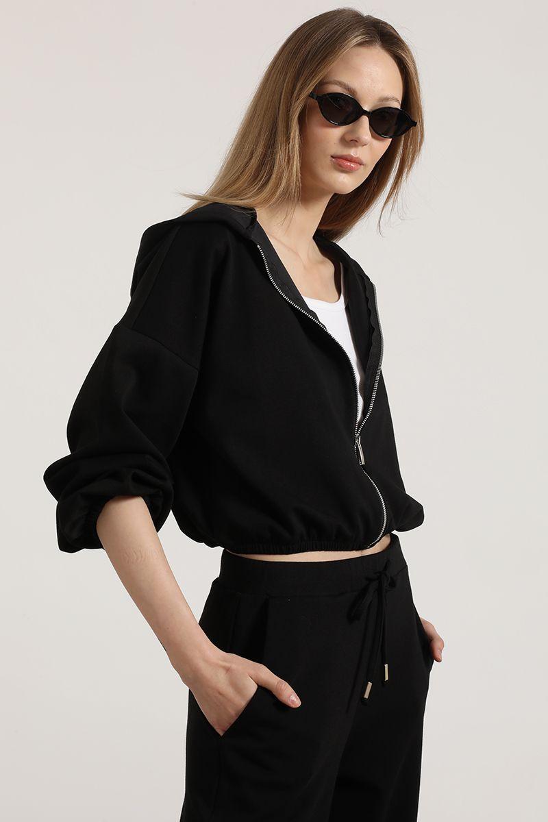 Chaqueta bomber con capucha mujer Liola negro-5