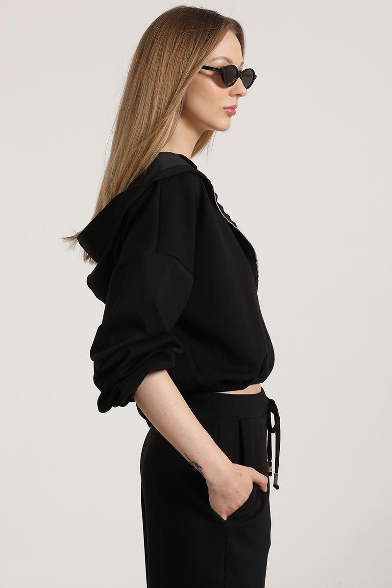 Chaqueta bomber con capucha mujer Liola negro-6