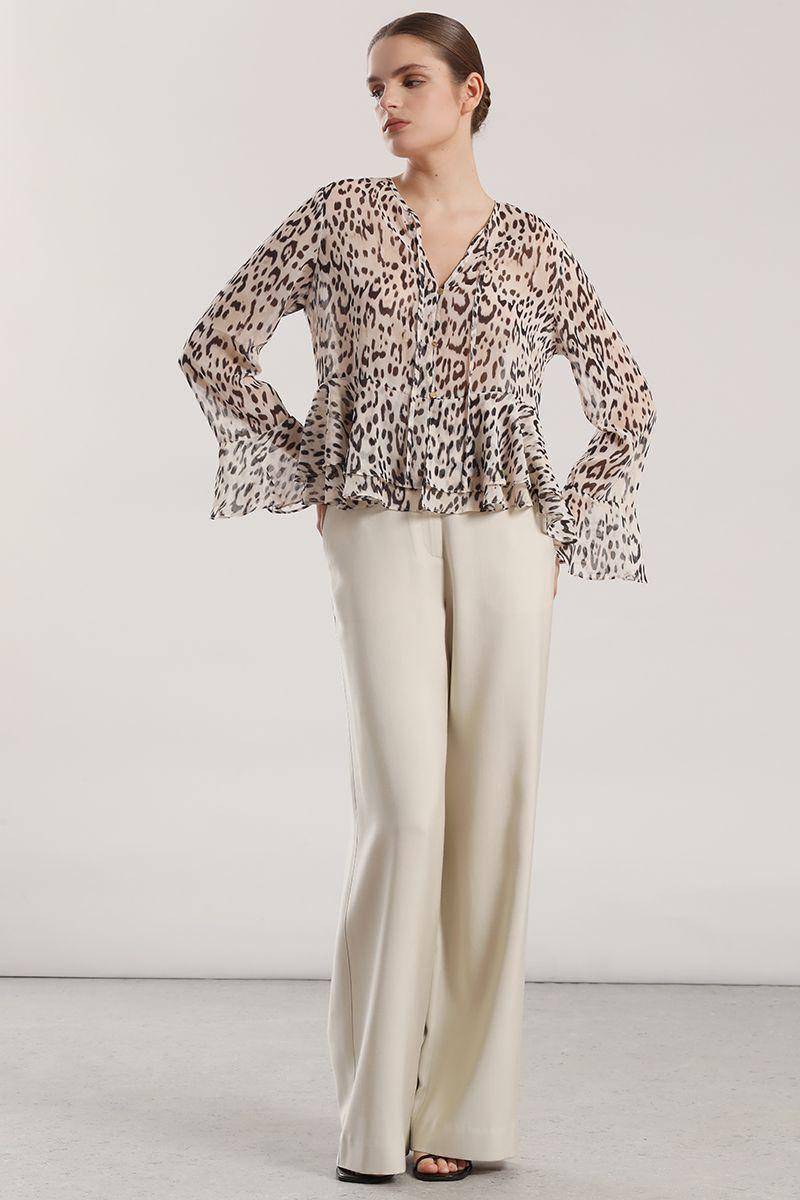 Blusa gasa estampado mujer Liola beige-0