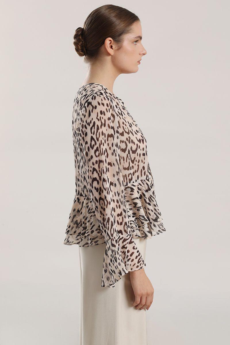 Blusa gasa estampado mujer Liola beige-3