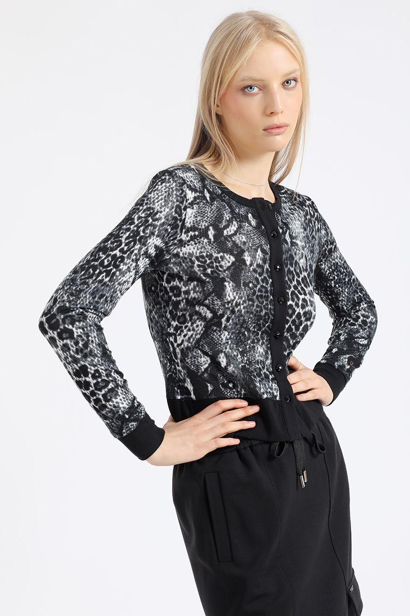 Cardigan Animal Print, Negro Liola-4