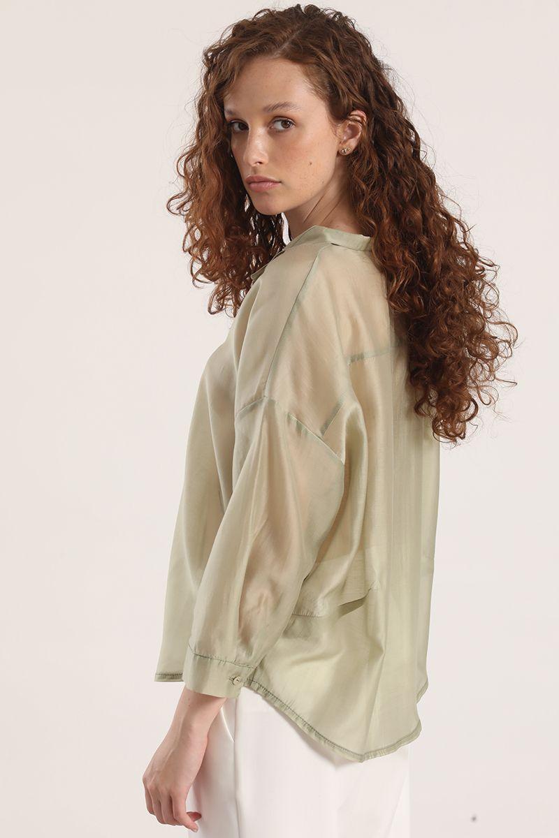 Blusa semitransparente liola mujer verde-5