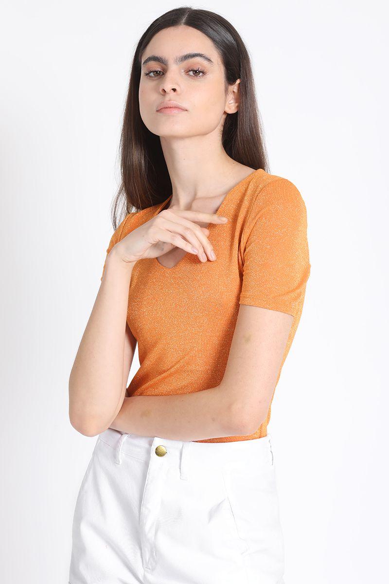 Polera Ajustada Naranjo Liola-5