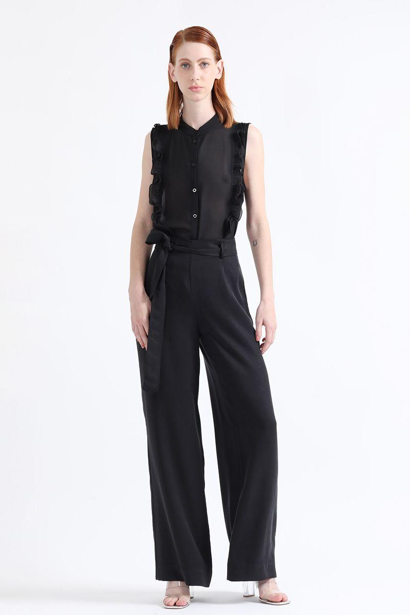 Pantalon Ancho Tiro Alto, Negro Liola-4
