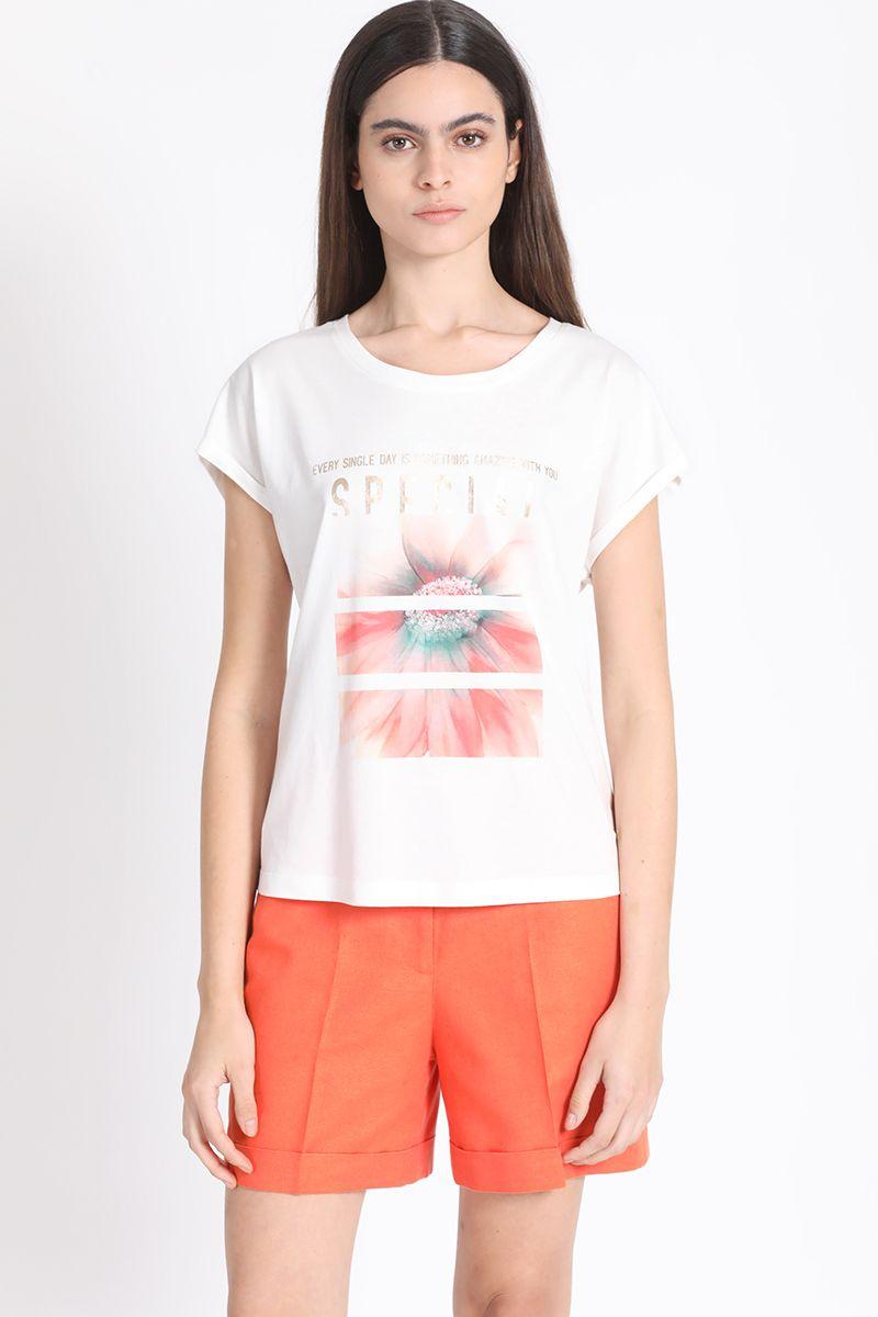 Polera Estampado Y Texto, Crudo Liola-1