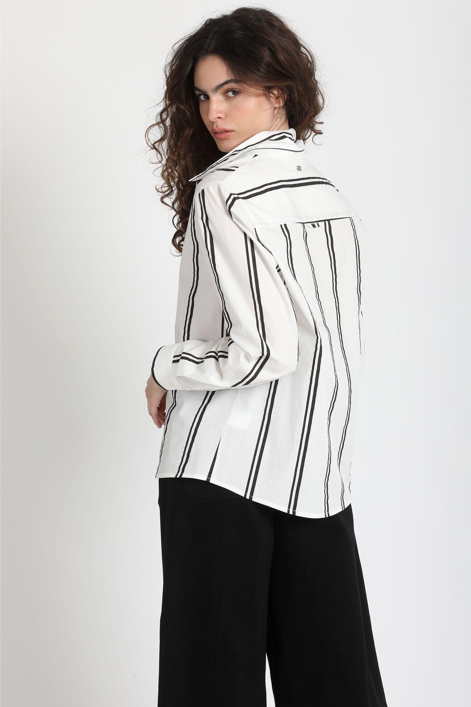Camisa Poplin Listada, Negro Liola-5