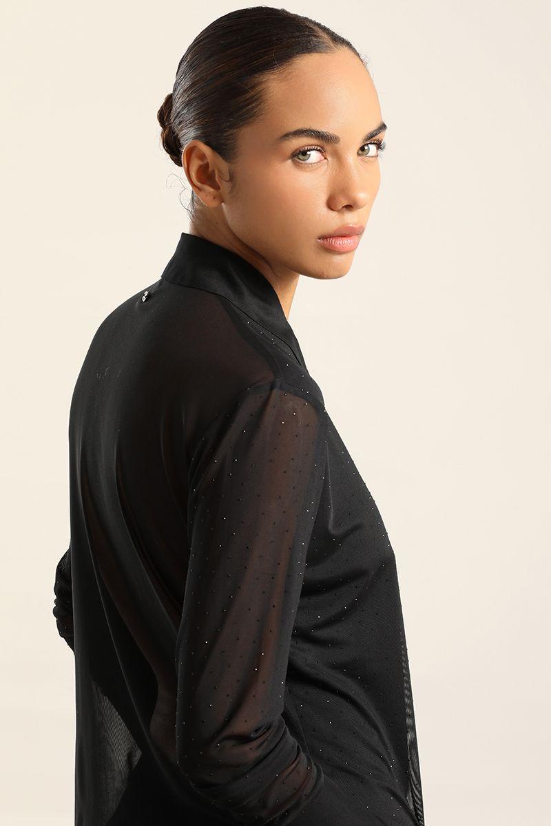 Blusa Malla Fantasia Strass, Negro Liola-6