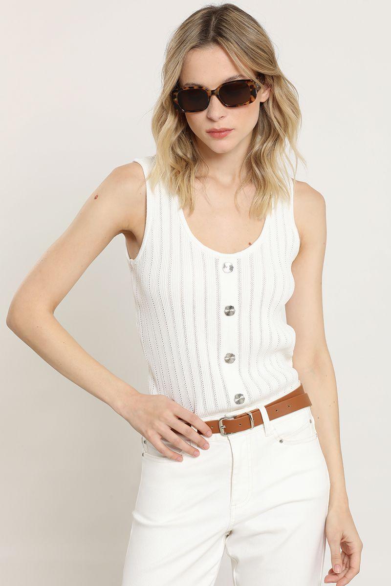 Top punto, boton decorativo, crudo Liola-4