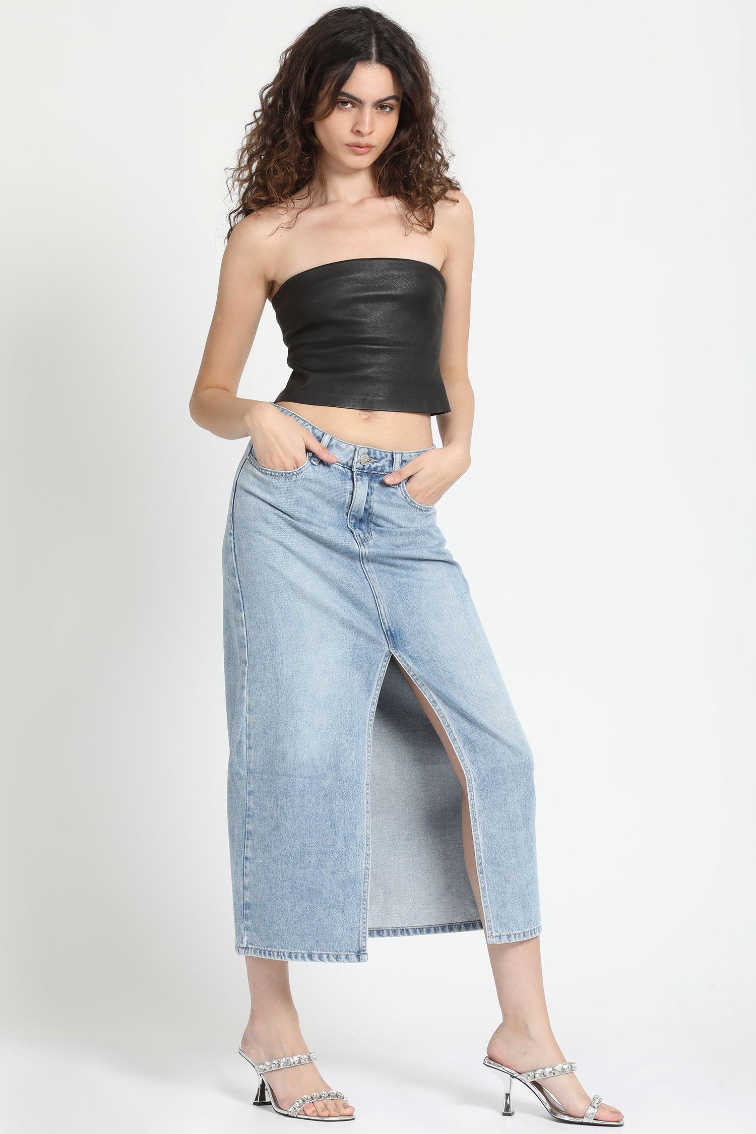 Falda Midi Denim Azul Liola-6