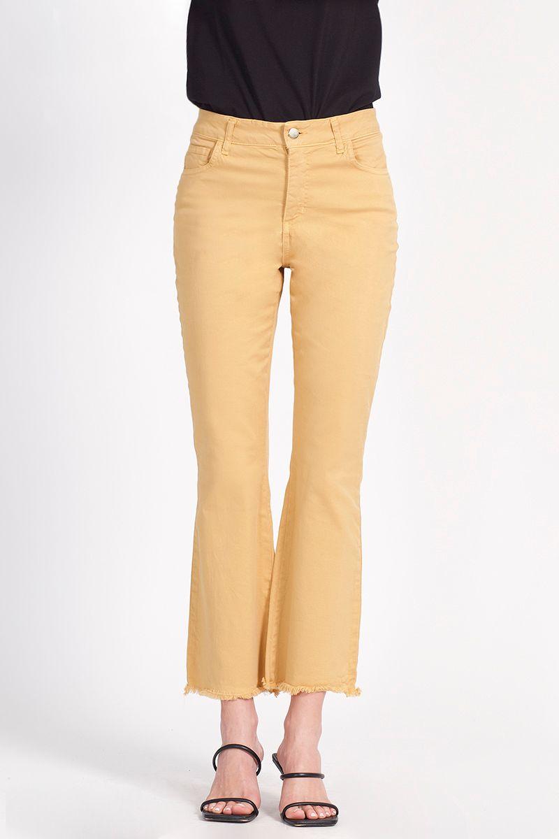 Pantalon Flare Algodón Spandex Mostaza Liola-2