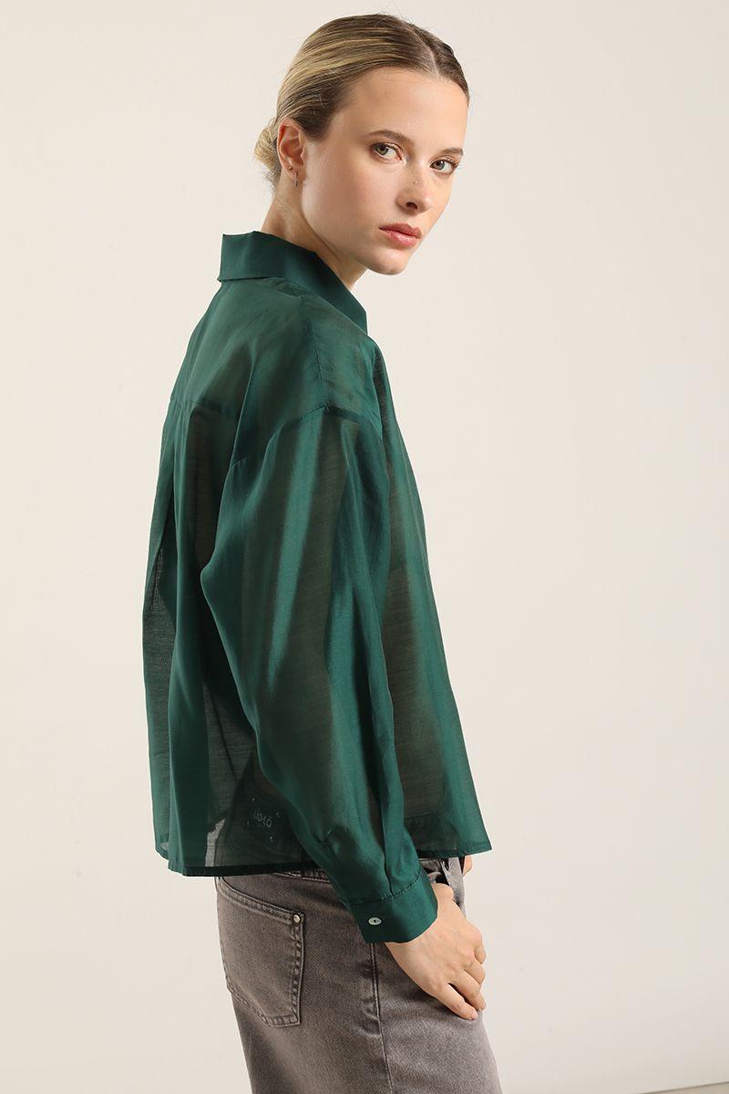 Blusa semi transparente, verde Liola-5