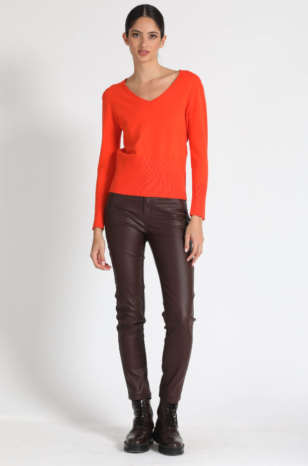 Jersey Tejido Escote En V Naranjo Liola-1