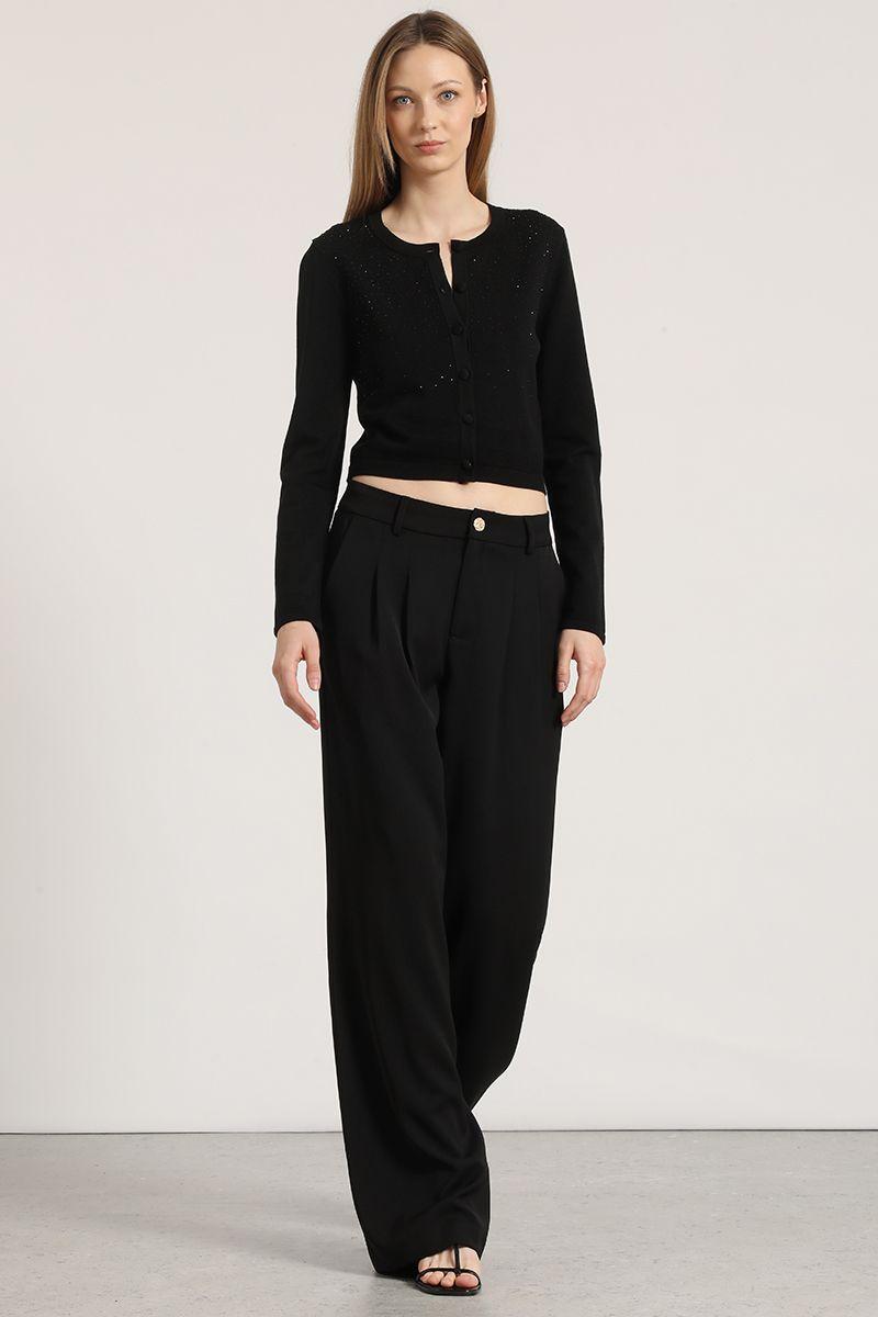 Cardigan tejido strass liola mujer negro-1