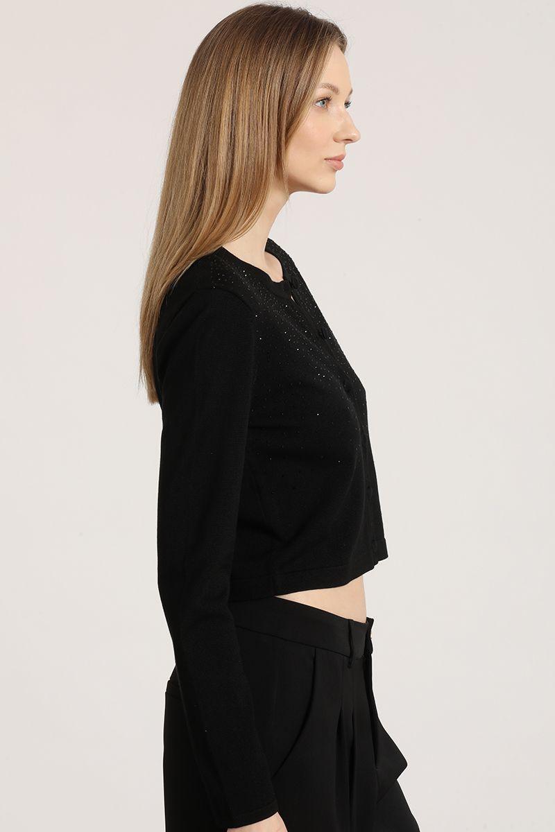 Cardigan tejido strass liola mujer negro-6