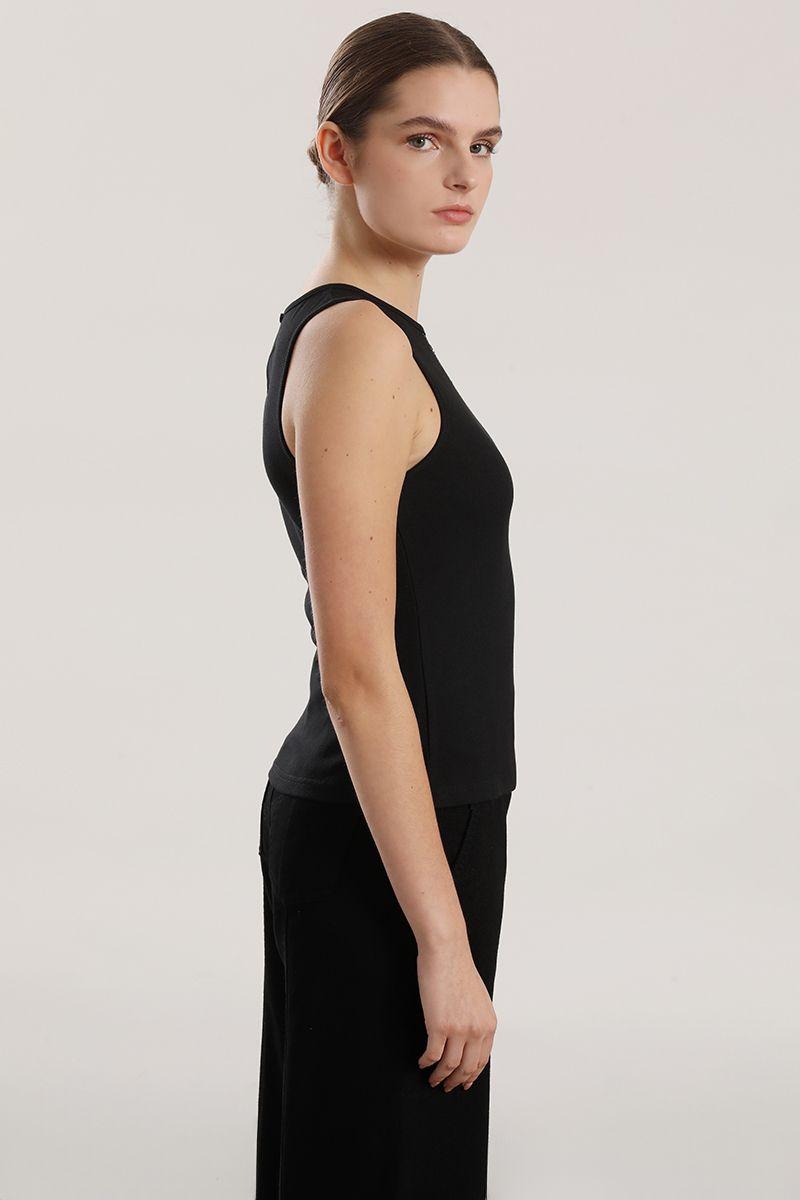 Top ribb lurex mujer Liola negro-4