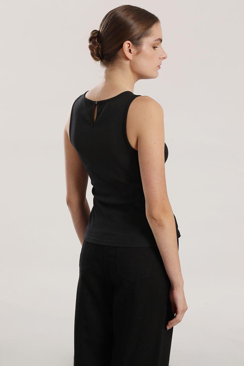 Top ribb lurex mujer Liola negro-5