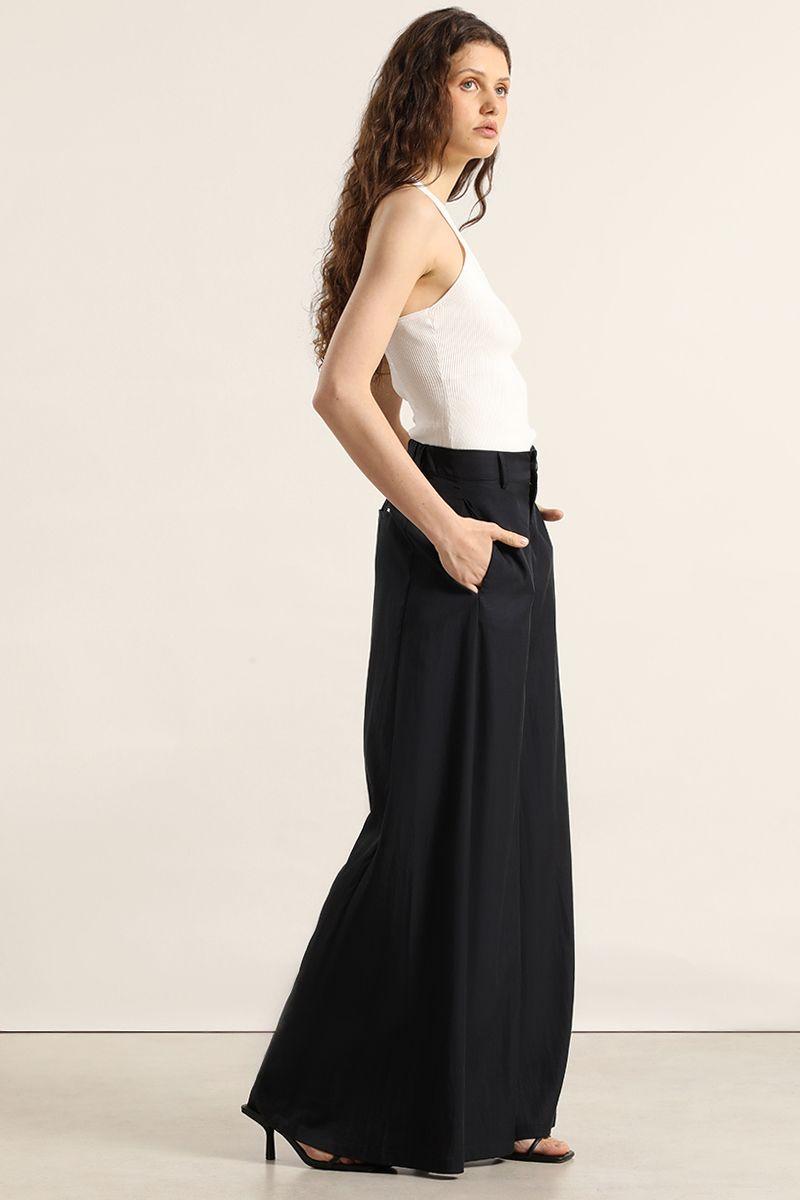Pantalon ancho lyocell mix, azul Liola-2