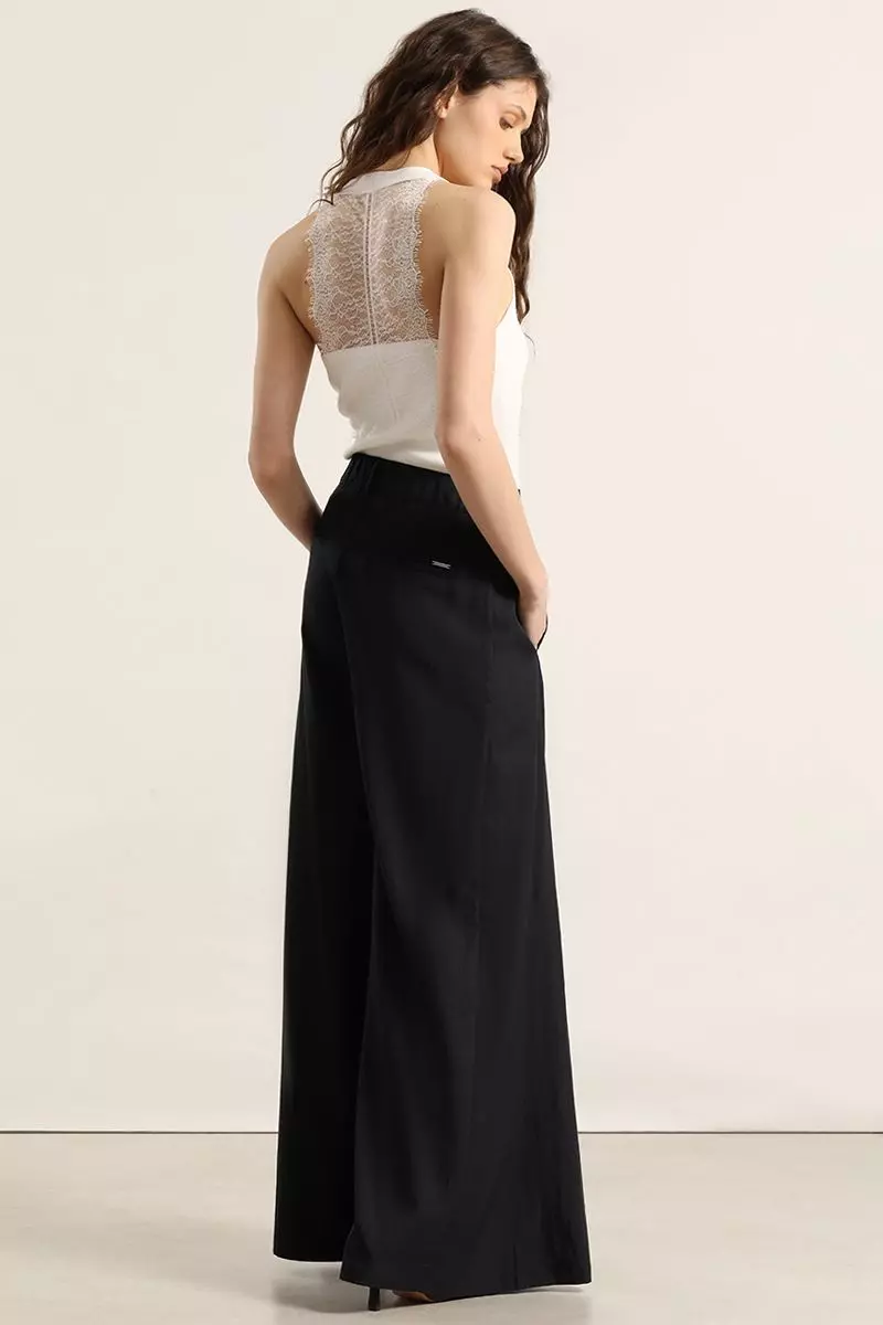 Pantalon ancho lyocell mix, azul Liola-3