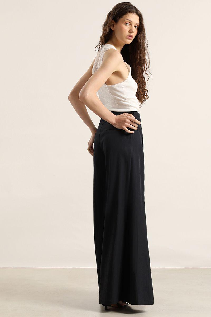 Pantalon ancho lyocell mix, azul Liola-4
