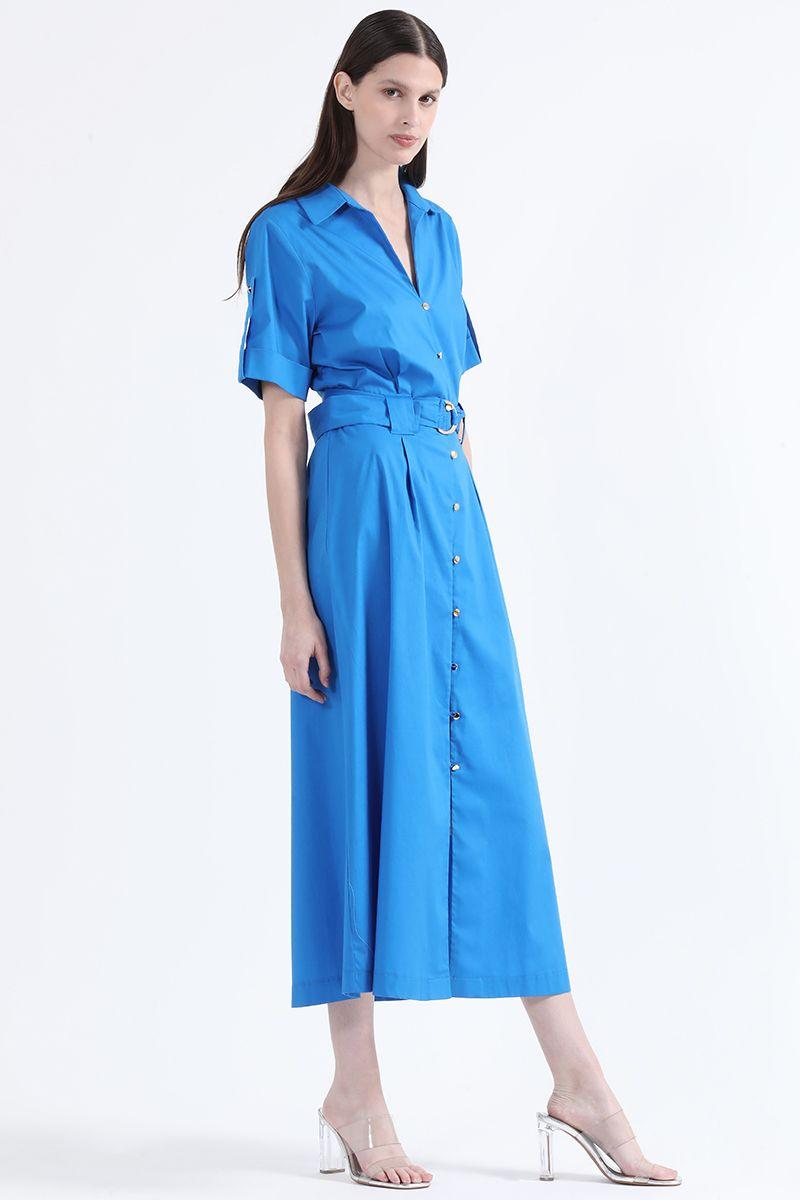 Vestido Camisero Maxi, Azul, Colección Italia Liola-0