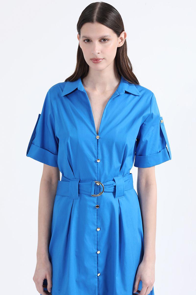 Vestido Camisero Maxi, Azul, Colección Italia Liola-1