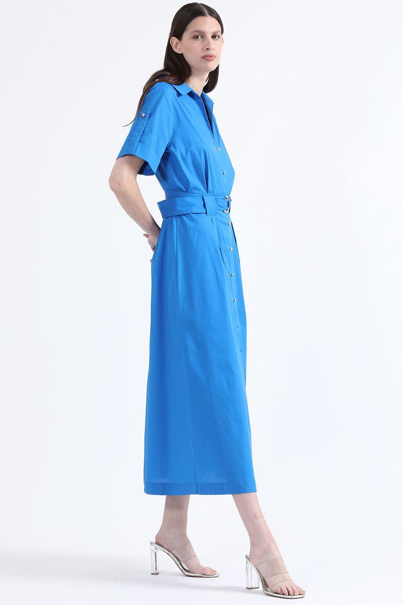 Vestido Camisero Maxi, Azul, Colección Italia Liola-3