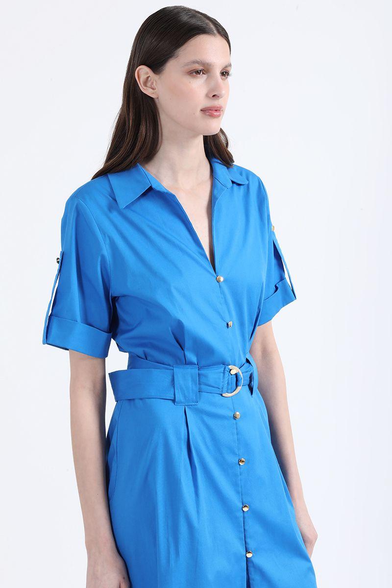 Vestido Camisero Maxi, Azul, Colección Italia Liola-5