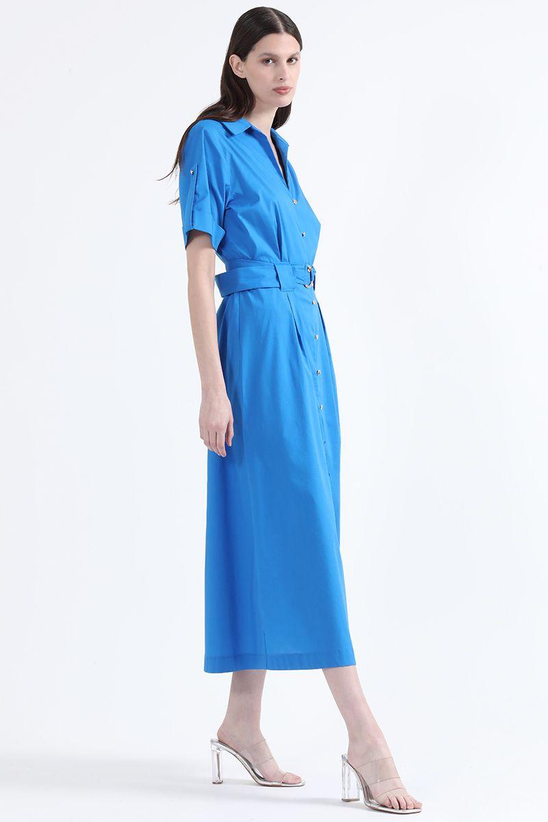 Vestido Camisero Maxi, Azul, Colección Italia Liola-6