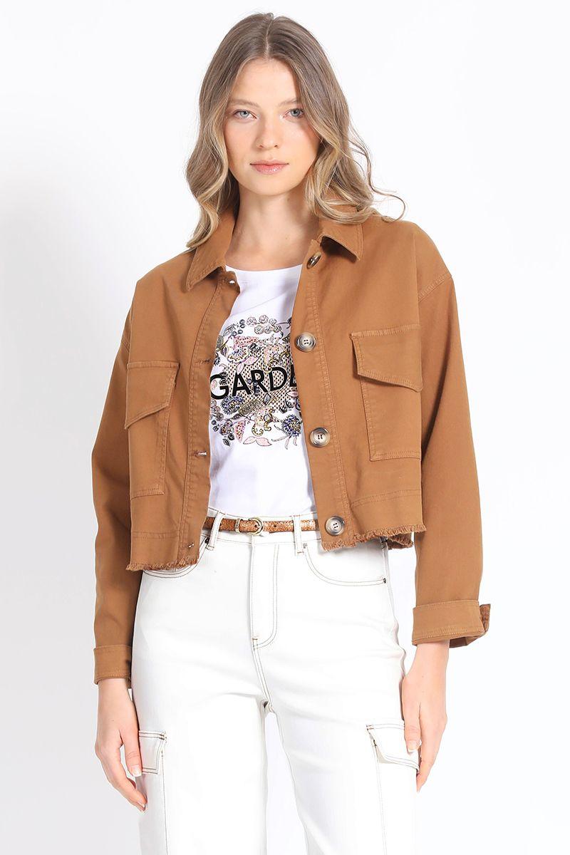 Chaqueta Corta Algodón, Café Liola-0