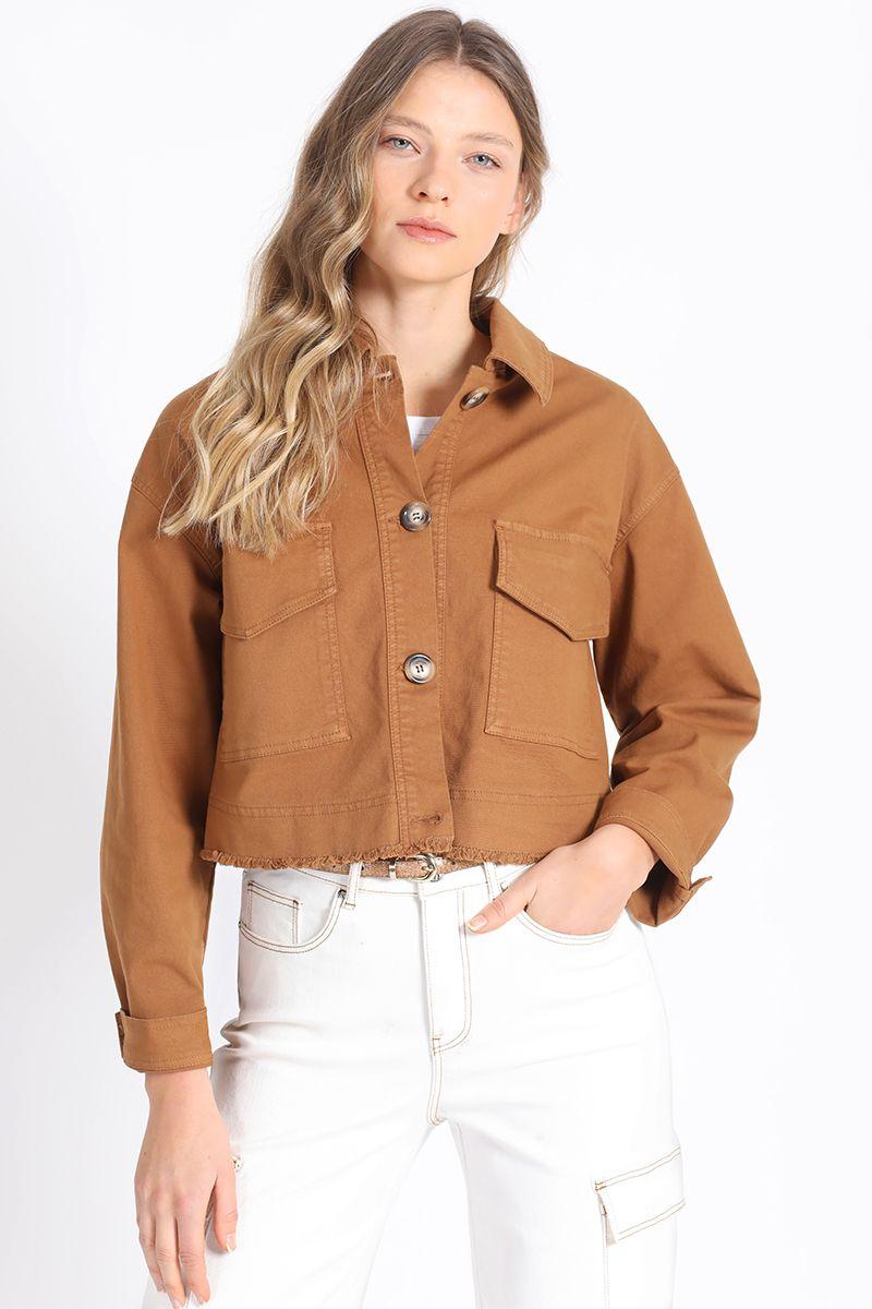 Chaqueta Corta Algodón, Café Liola-1