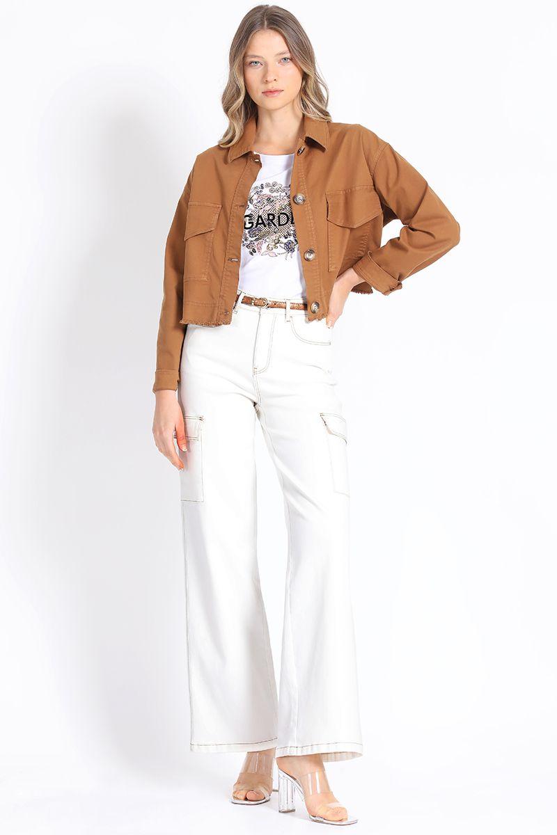 Chaqueta Corta Algodón, Café Liola-2