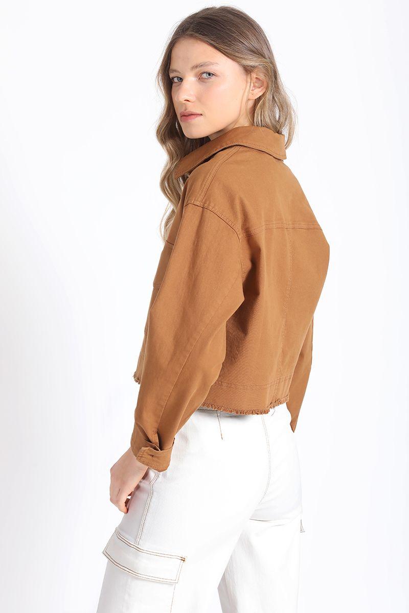 Chaqueta Corta Algodón, Café Liola-3