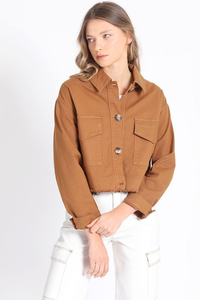 Chaqueta Corta Algodón, Café Liola-4