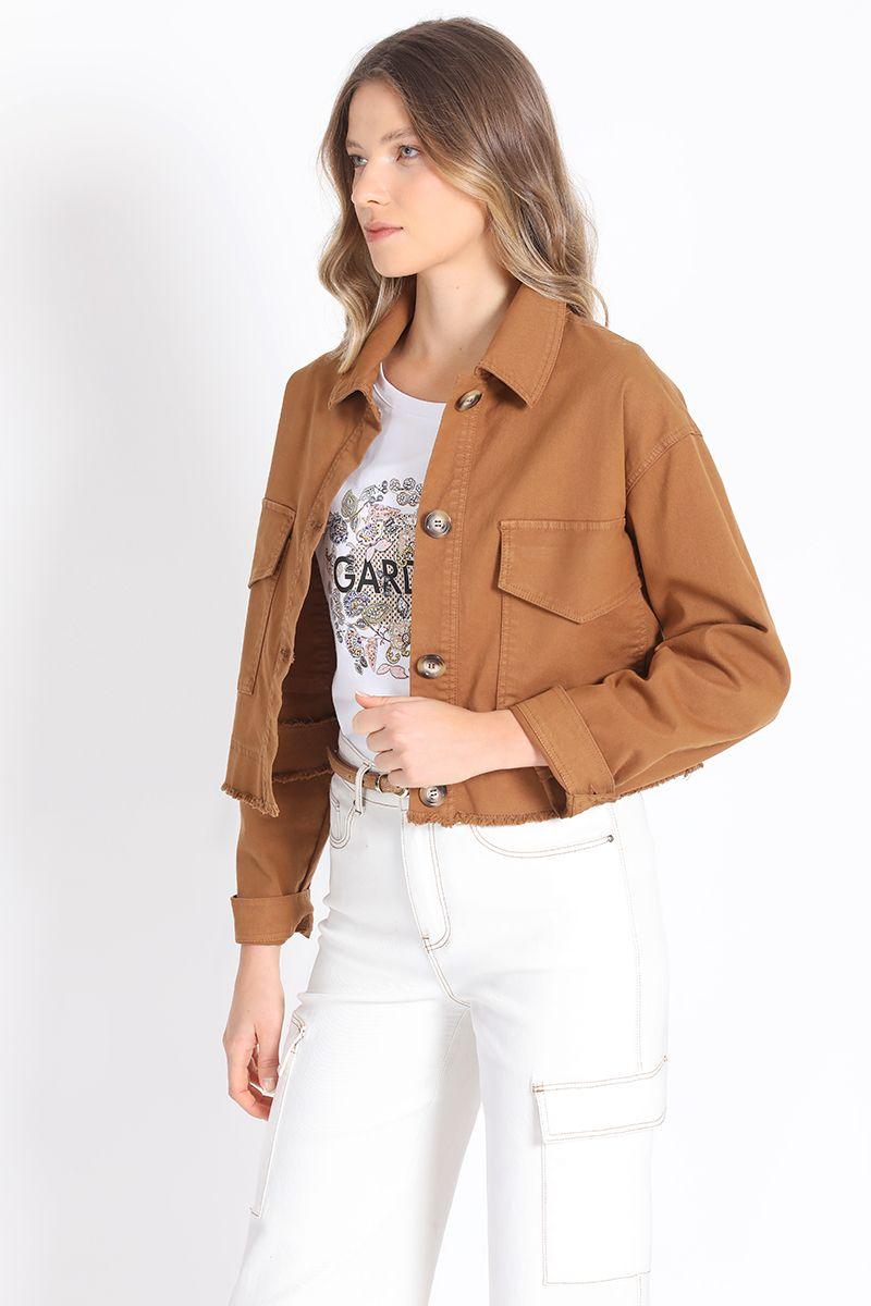Chaqueta Corta Algodón, Café Liola-5