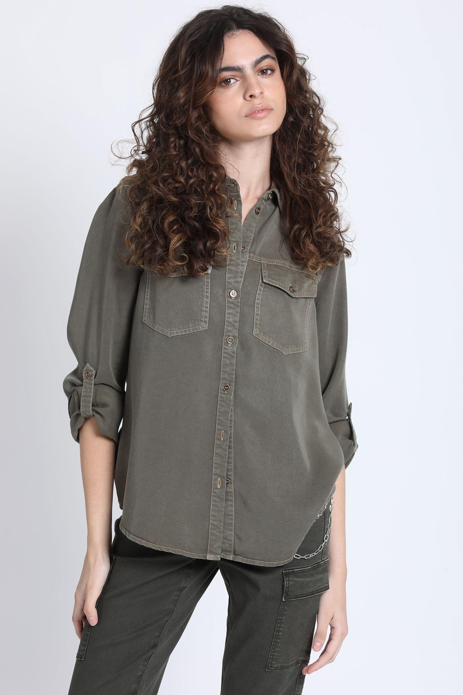 Camisa Pespunte Contratono, Lyocell Militar Liola-1