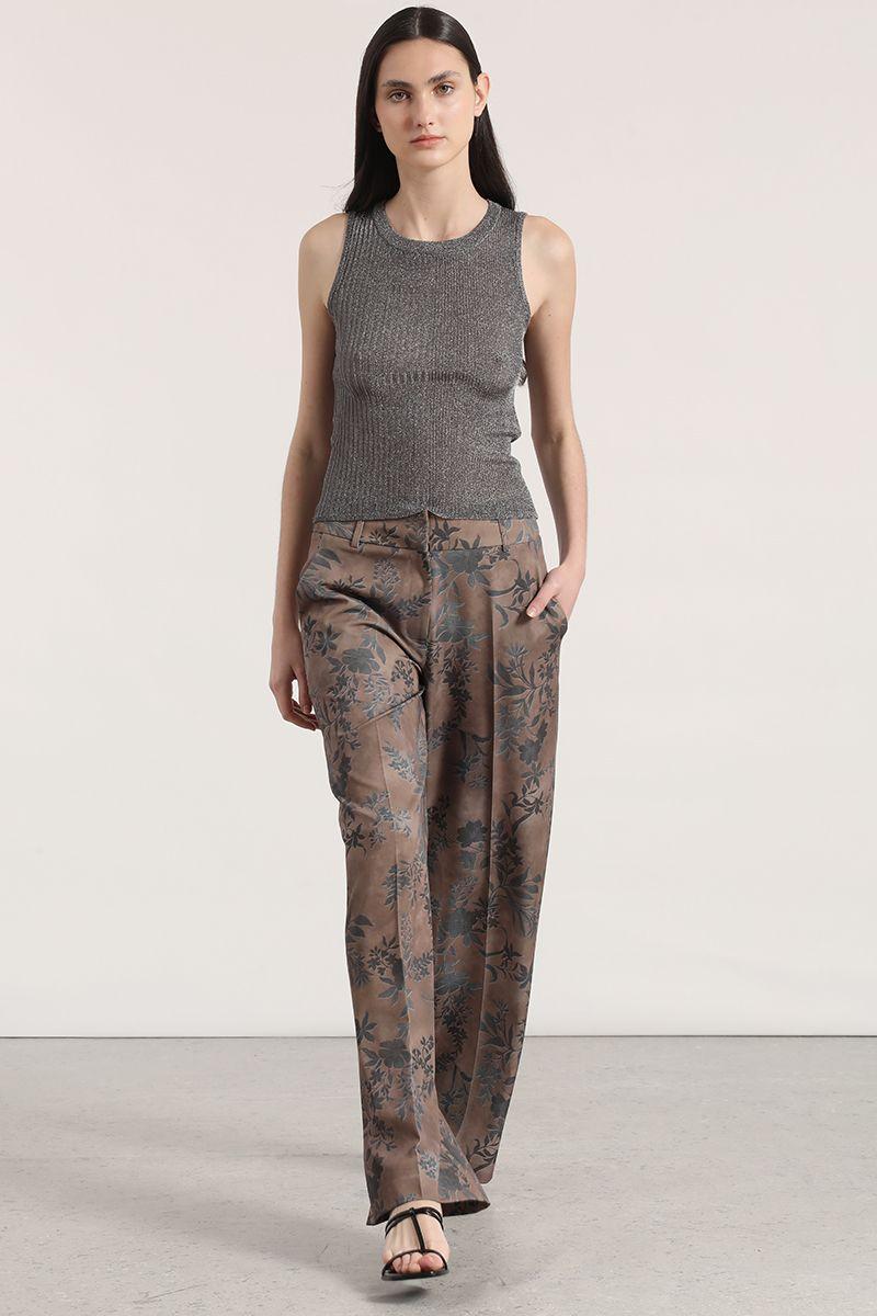 Pantalón ancho estampado liola mujer café-0