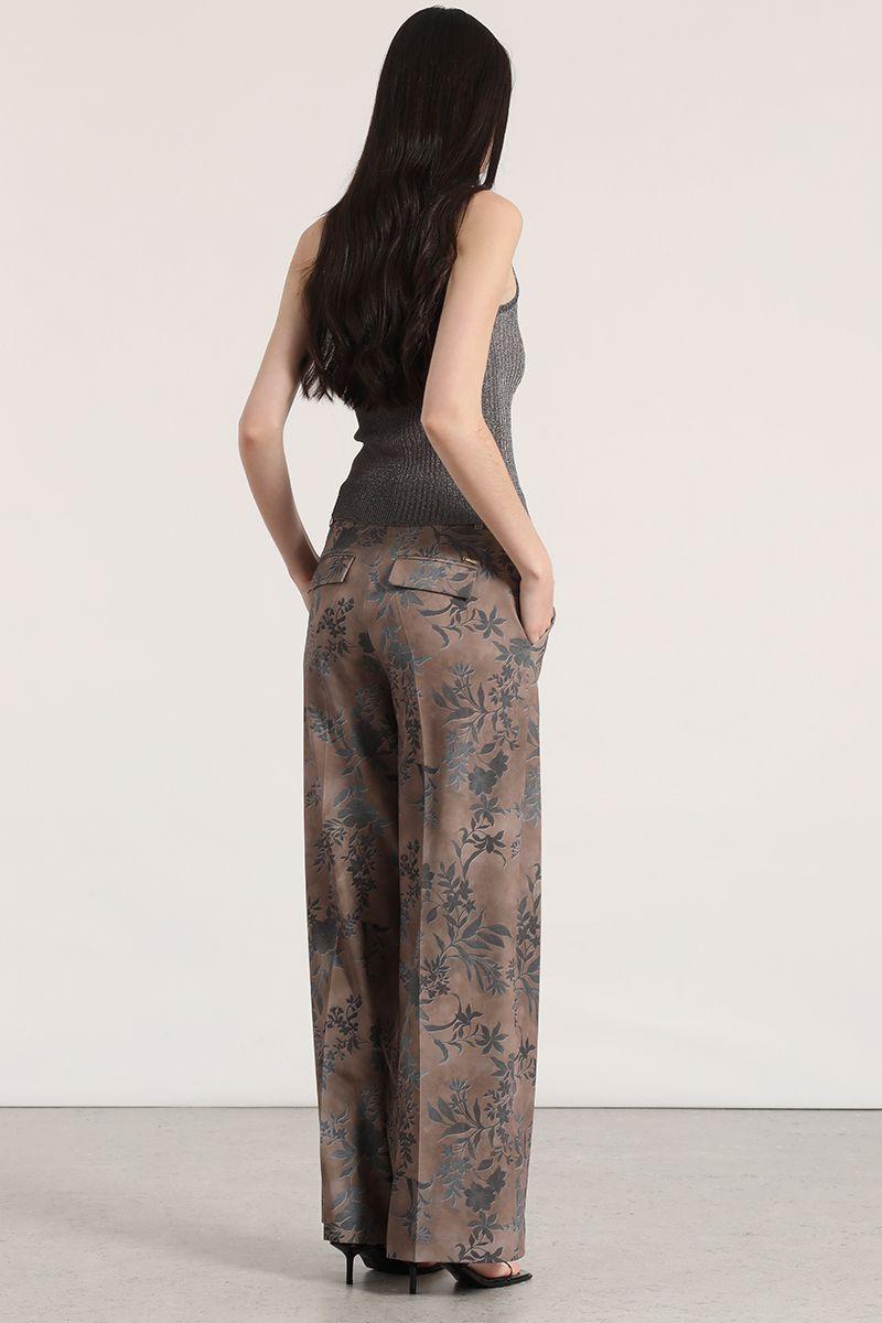 Pantalón ancho estampado liola mujer café-3