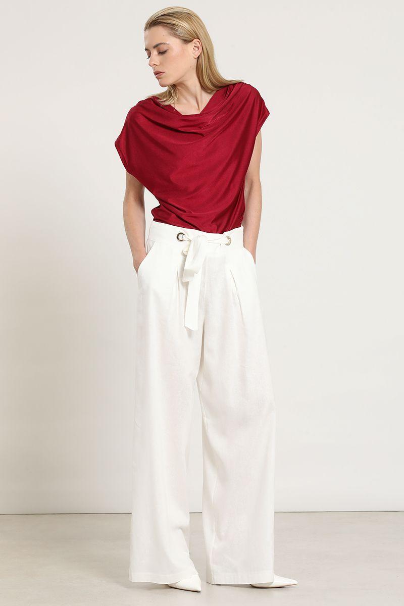 Polera escote drapeado, guinda Liola-2