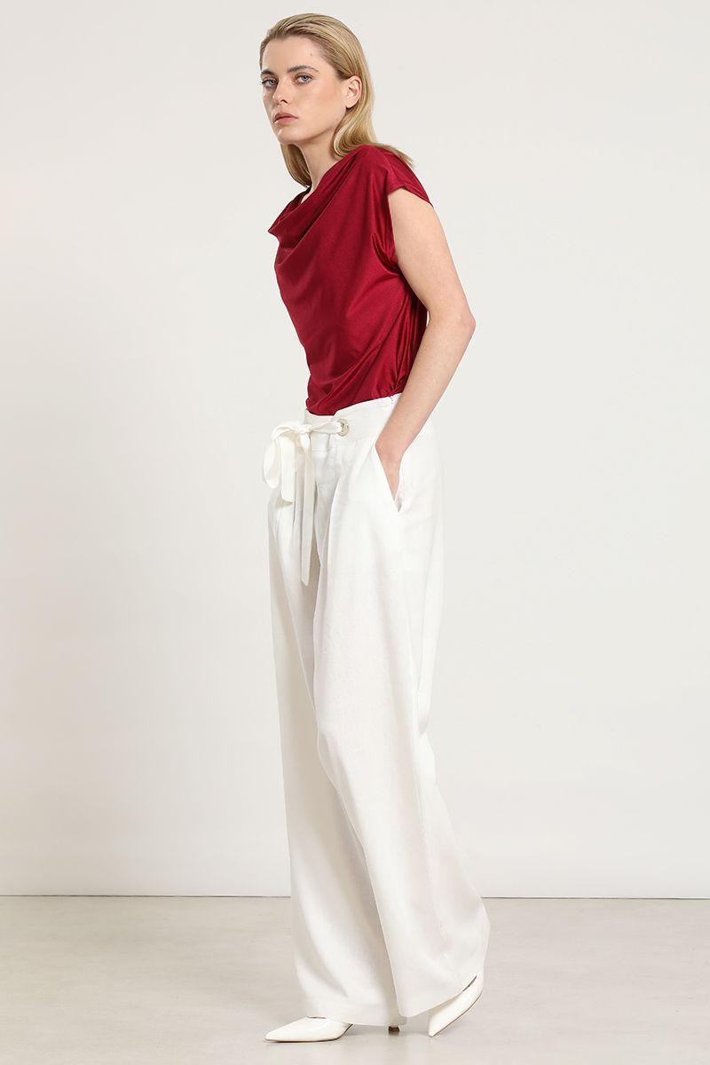 Polera escote drapeado, guinda Liola-4