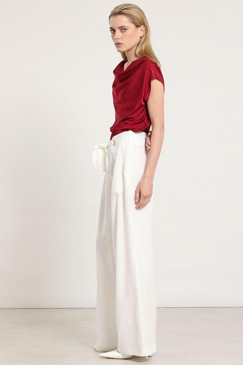 Polera escote drapeado, guinda Liola-6