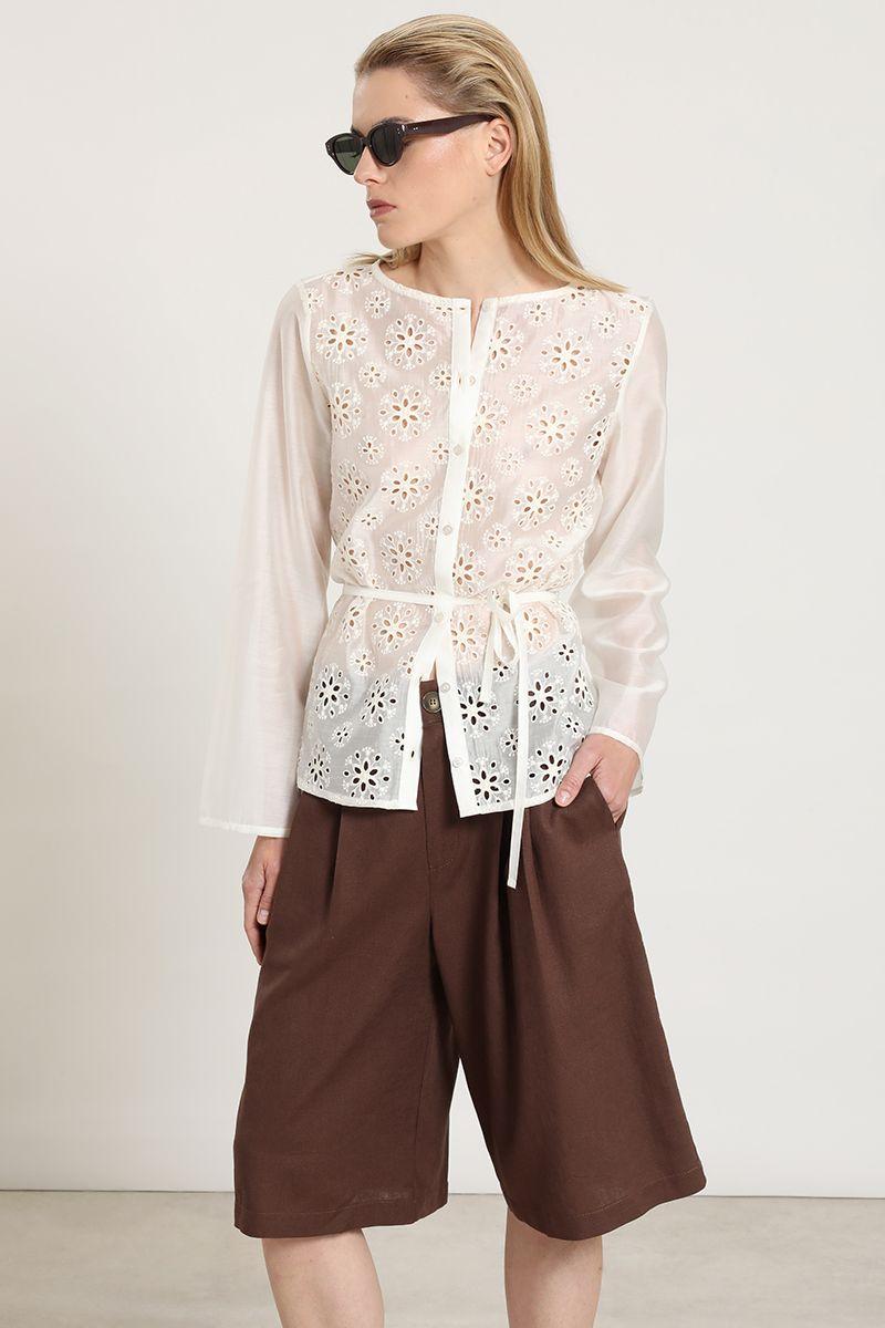 Blusa fantasía broderie, crudo Liola-0