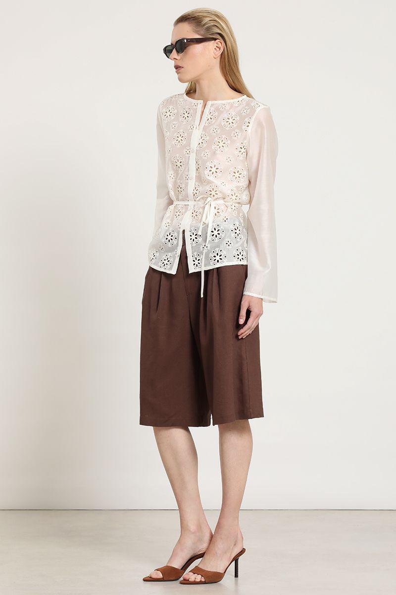 Blusa fantasía broderie, crudo Liola-1