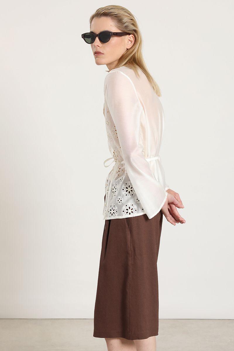 Blusa fantasía broderie, crudo Liola-3