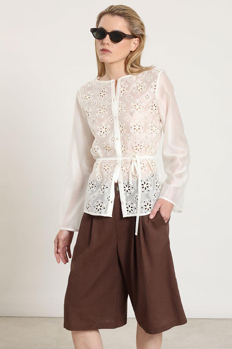 Blusa fantasía broderie, crudo Liola-5