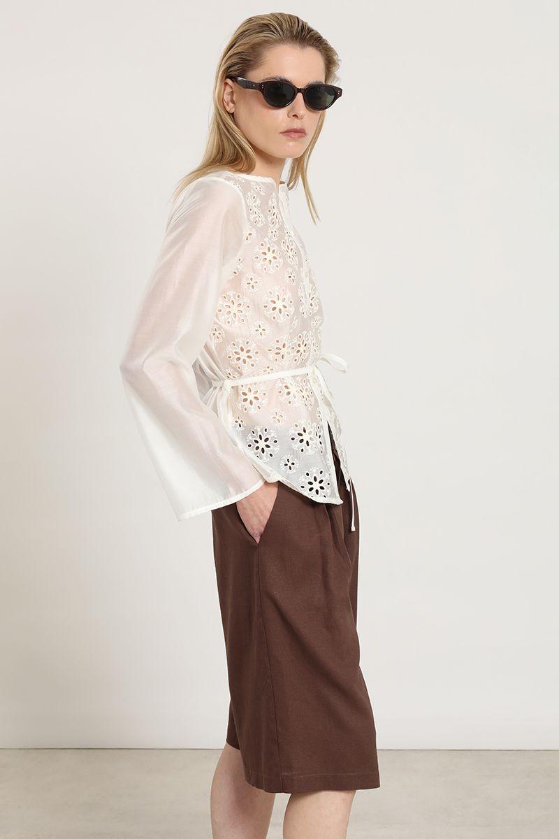Blusa fantasía broderie, crudo Liola-6