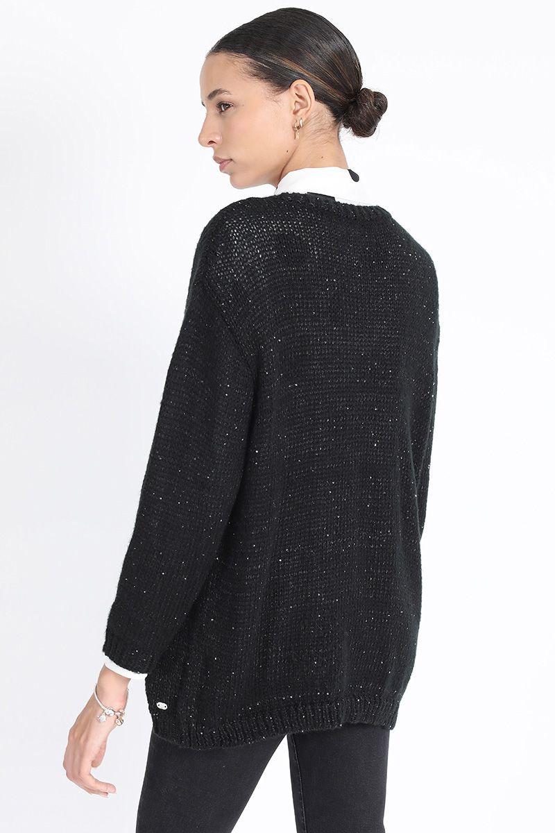 Tejido Punto Relax Mix Lentejuelas, Negro Liola-5